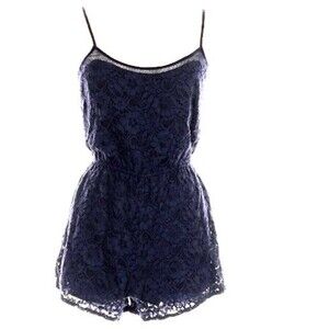Hollister Navy Lace Babydoll Romper Y2K Juniors Large Lined Floral Cottagecore